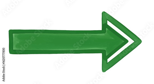 A green arrow pointing right to indicate direction or navigation for web and graphic design projects to show progress