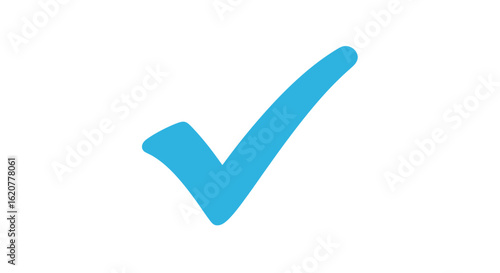 A bright blue check mark symbol, isolated on white background, representing a correct choice or successful completion of a task
