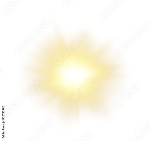 Sun with rays. The effect of bright sunlight.