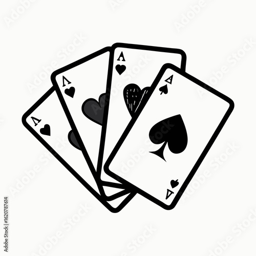Four aces playing cards in a fan formation