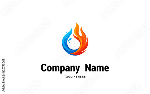 Water and Fire Logo Design  hot and cool water vector logo icon