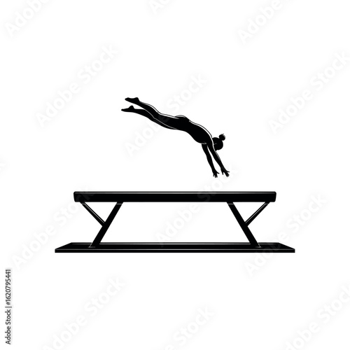 Silhouette of female gymnast performing a flip over a balance beam gymnastics 1