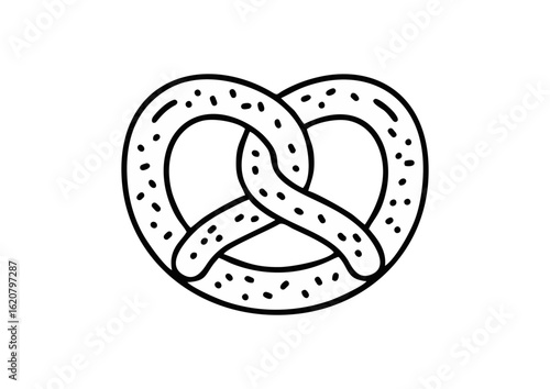icon of pretzel in minimalist style, outline illustration, copy space