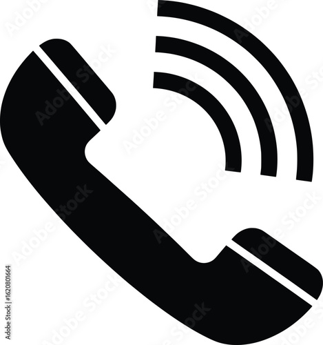 Vector illustration of a classic telephone receiver with sound waves emanating representing a call in progress for communication