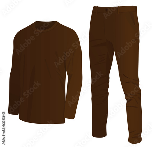 Long sleeve t shirt and chino pants. vector	