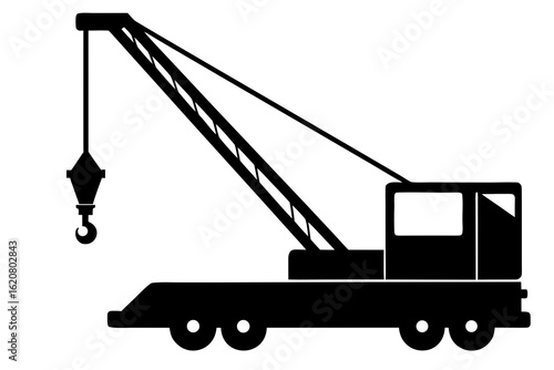 Mobile Crane Truck Heavy Machinery Silhouette Icon