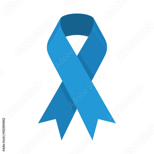 A single blue ribbon is displayed on a white background representing support or awareness for a cause or condition that could be used in advocacy campaigns.