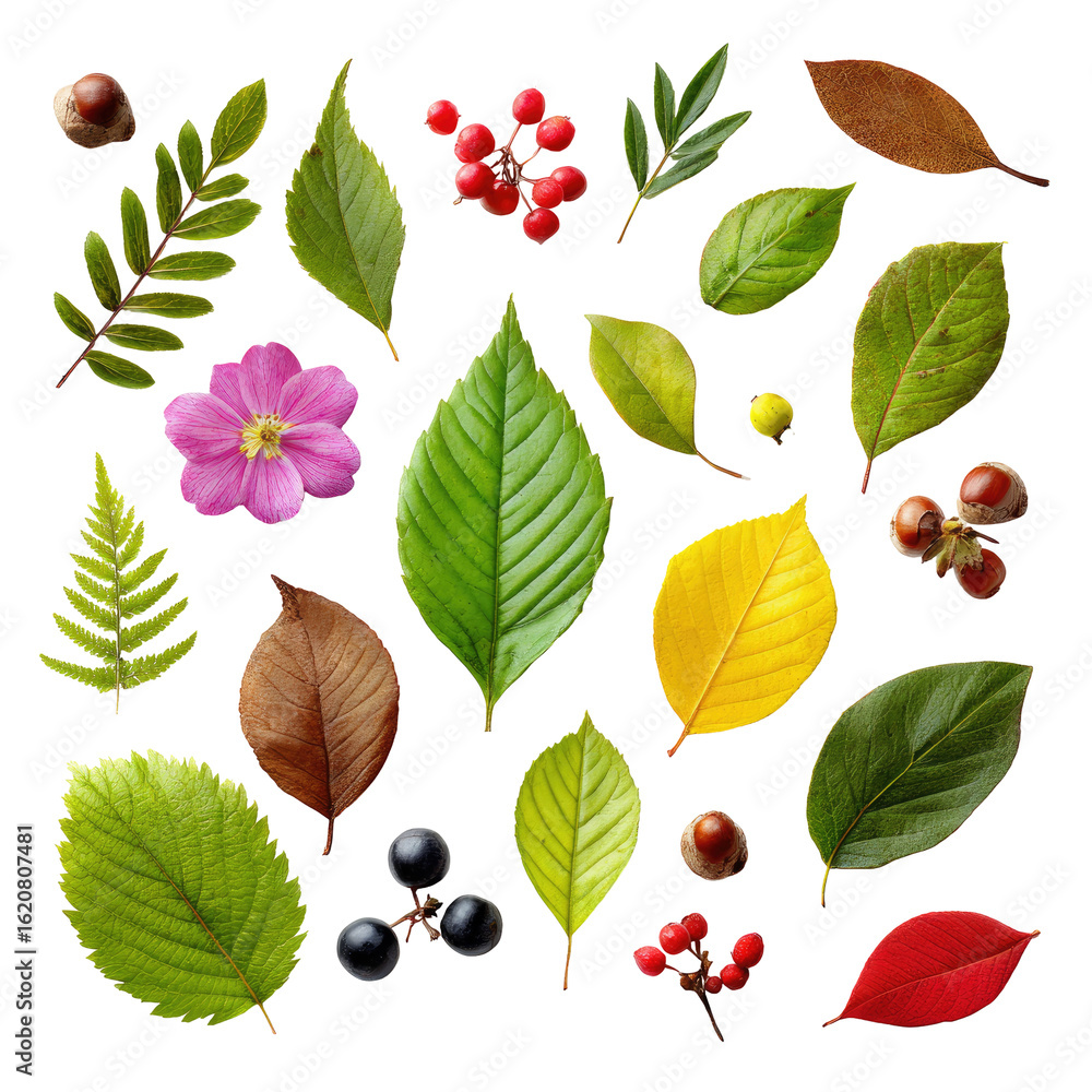 Obraz premium Colorful autumn leaves and berries