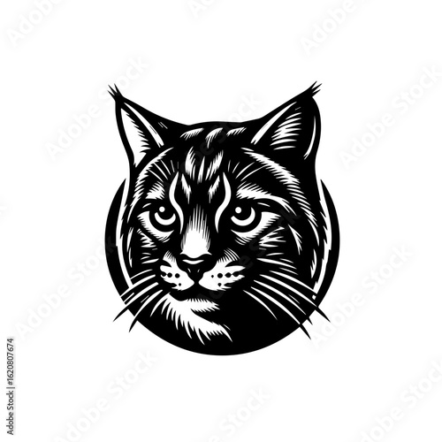 Portrait of a bobcat isolated on white background