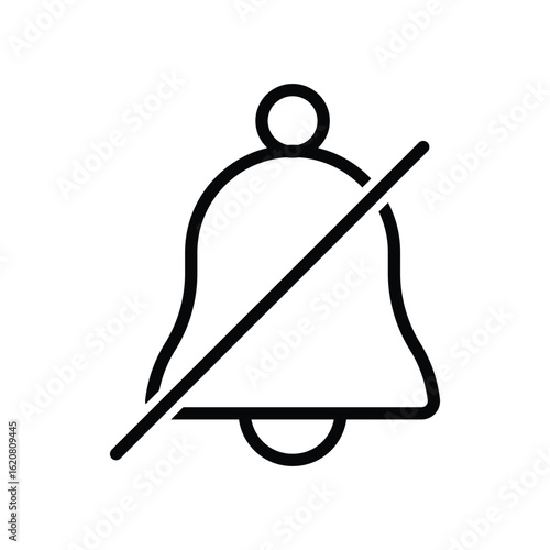 Muted bell icon notification alert silence off symbol vector illustration for mobile app interface user experience and sound control design.