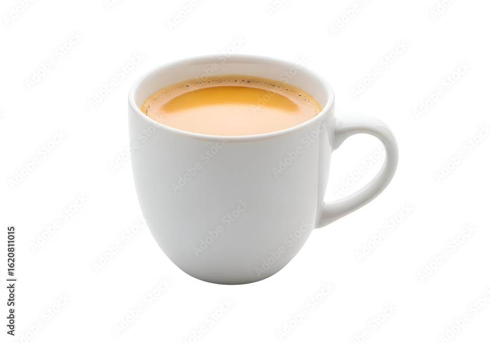 Fototapeta premium White coffee mug filled with beverage.