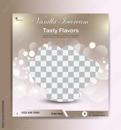 choclate pSweetness vanilla ice cream advertising post templateoster 2
