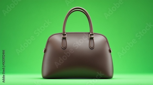 Luxury Leather Handbag on Green Background with Glowing Product Lighting – High-End Fashion Catalog Style