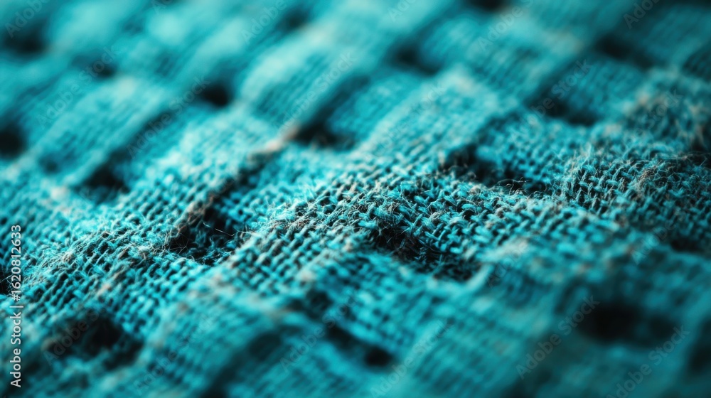 Fototapeta premium Close-up view of a textured teal fabric.