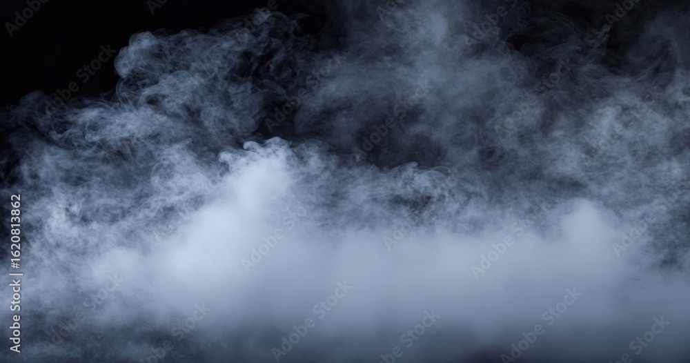 Fototapeta premium Ethereal Smoke on Black Backdrop, Abstract Atmosphere ,Backgrounds