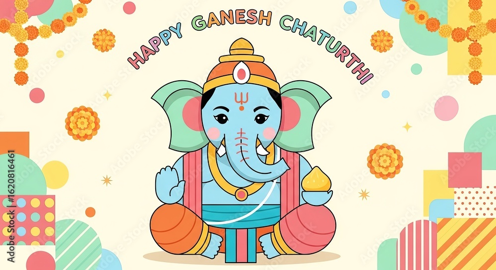 Obraz premium illustration of Lord Ganpati for Ganesh Chaturthi festival of India, Ganesh chaturthi for greeting,card, poster background.