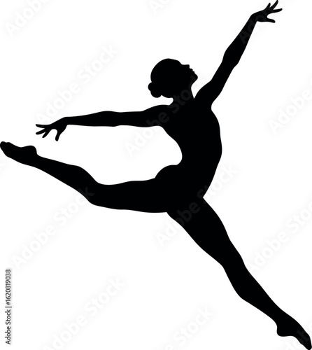 Ballet dancer silhouette jumping gracefully
