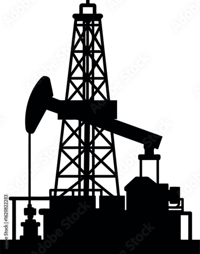 Oil pumpjack silhouette energy industry
