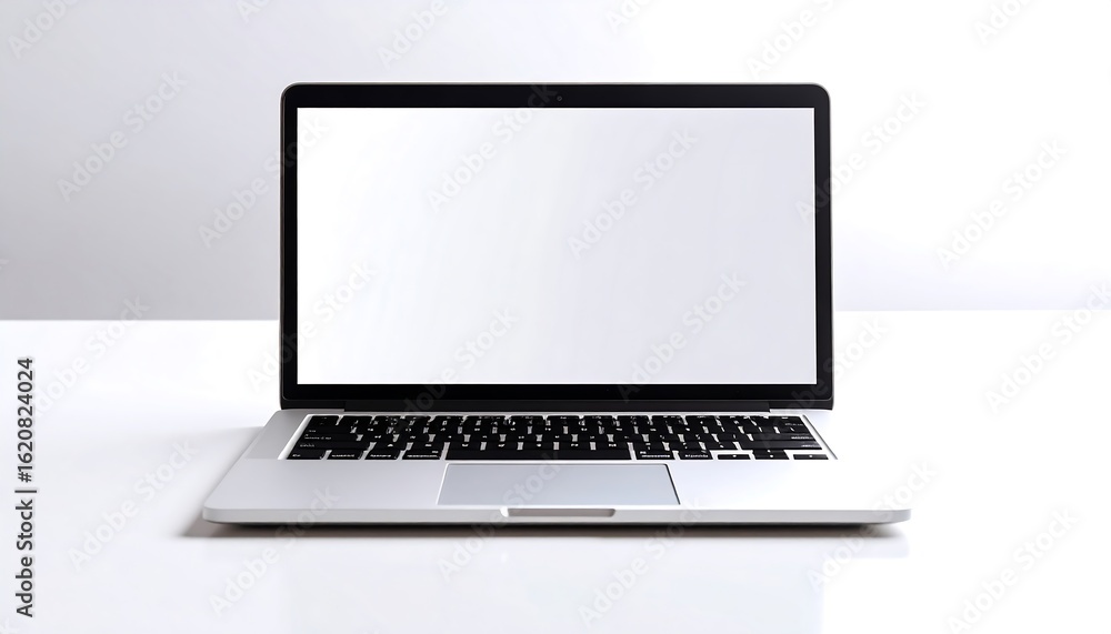Fototapeta premium Modern laptop on a white surface