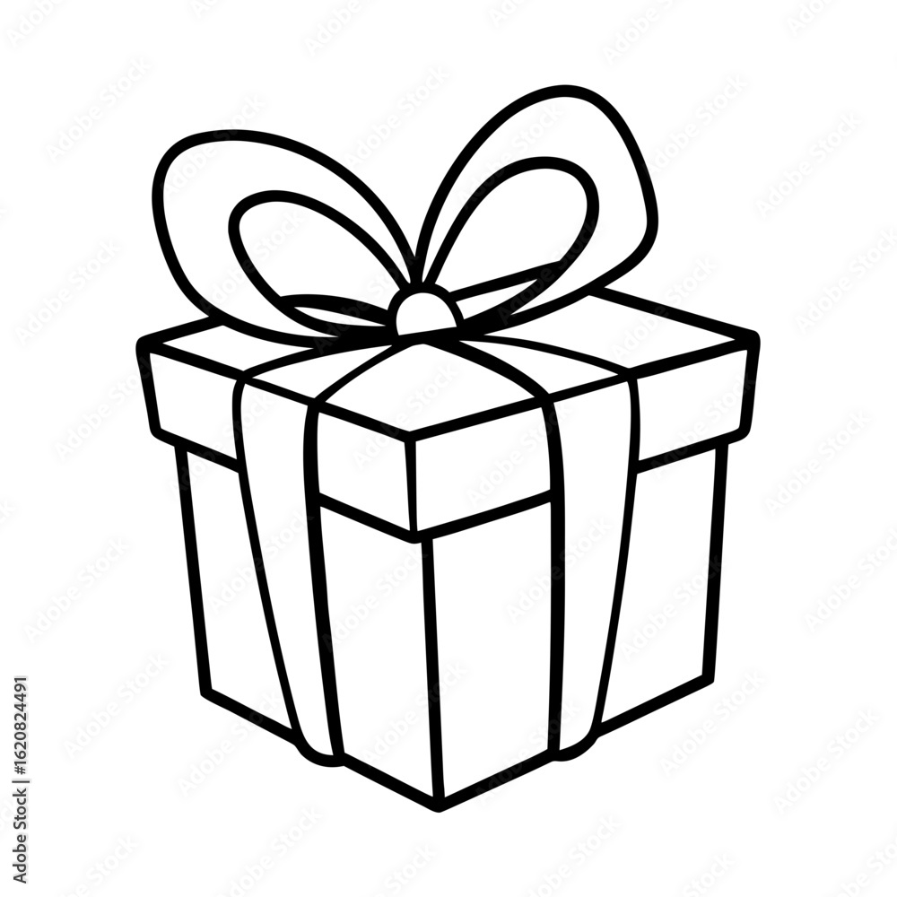 Obraz premium Gift box icon in clean line art for celebration holiday or surprise themed visuals Vector illustration