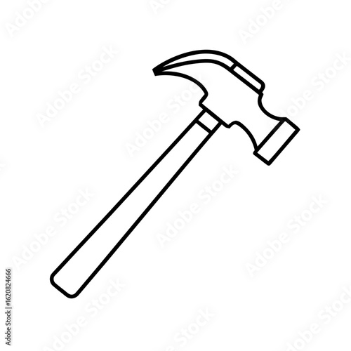 Hammer tool icon in line art style for construction building and repair themes Vector illustration