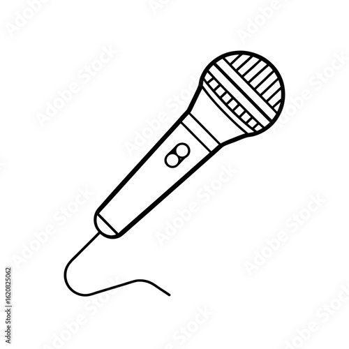 Microphone audio equipment icon in line art style perfect for podcast and vocal visuals Vector illustration