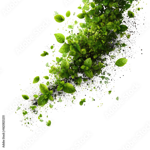 Vibrant green leaves in motion