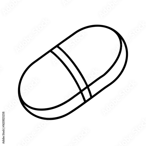 Pill capsule icon in line art for pharmaceutical health and supplement related visuals Vector illustration