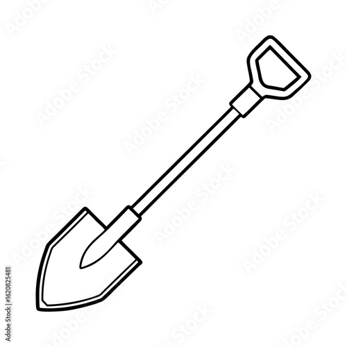 Minimal shovel icon in clean line art style for backyard or manual labor illustrations Vector illustration