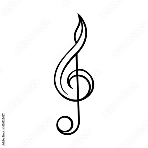 Elegant treble clef line art design for music lovers and artists Vector illustration