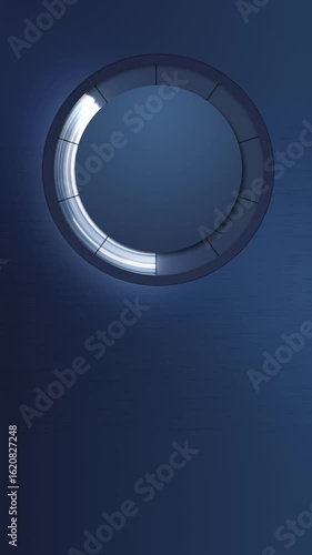 Futuristic technological loading or charging animation template. Particle flow with glow in a ring. Blue gradient. Vertical. 4k.