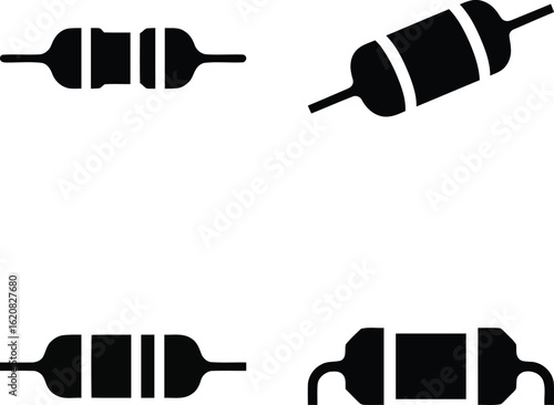 Electronic Resistor Icons: Passive Circuit Components