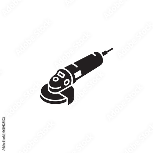 Black silhouette of an angle grinder on a white background power tool