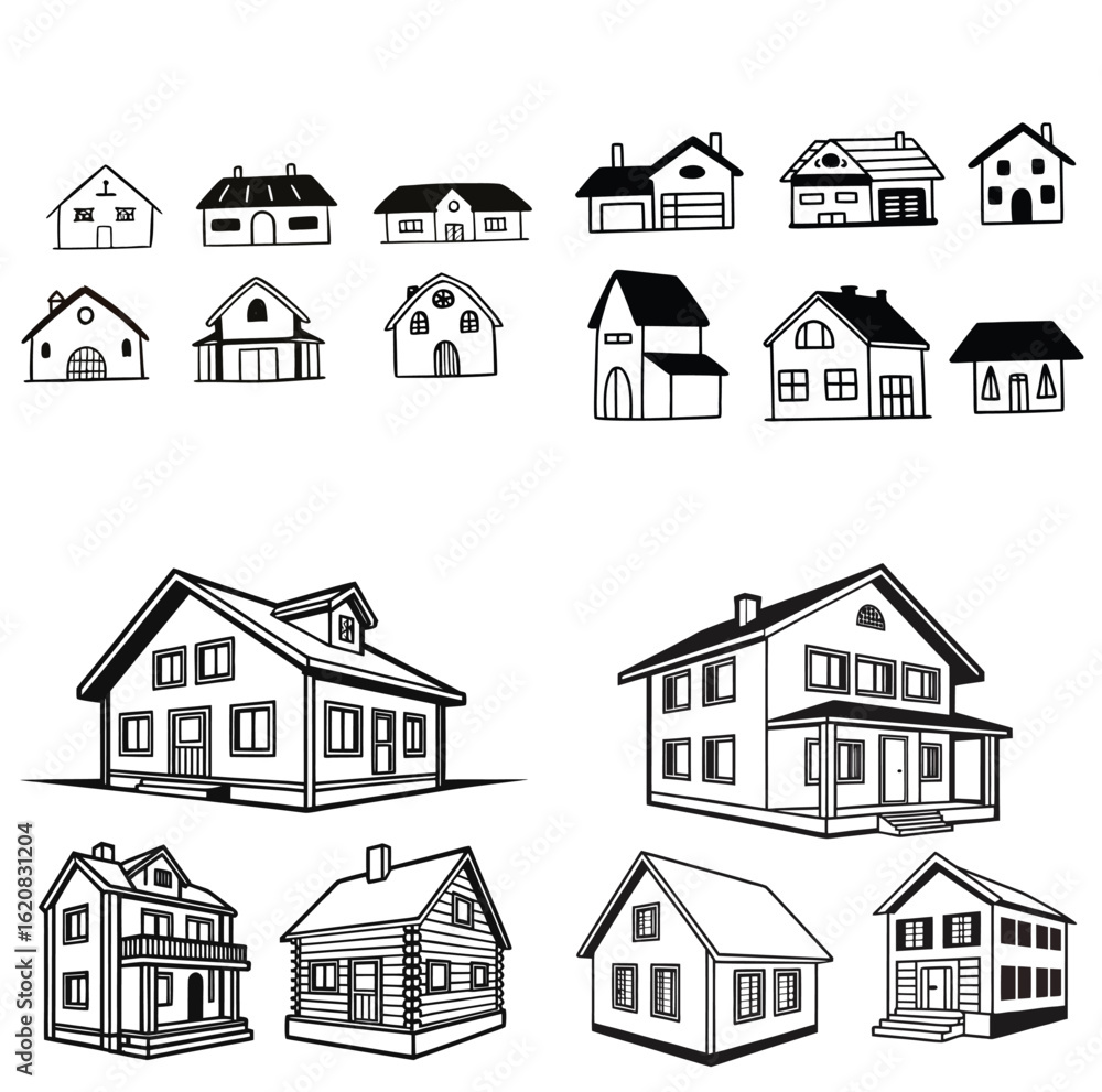 Fototapeta premium line art house vector icon set 