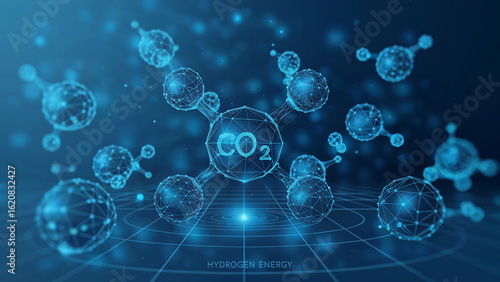 Fototapeta Naklejka Na Ścianę i Meble -  Futuristic molecular structure carbon dioxide molecule