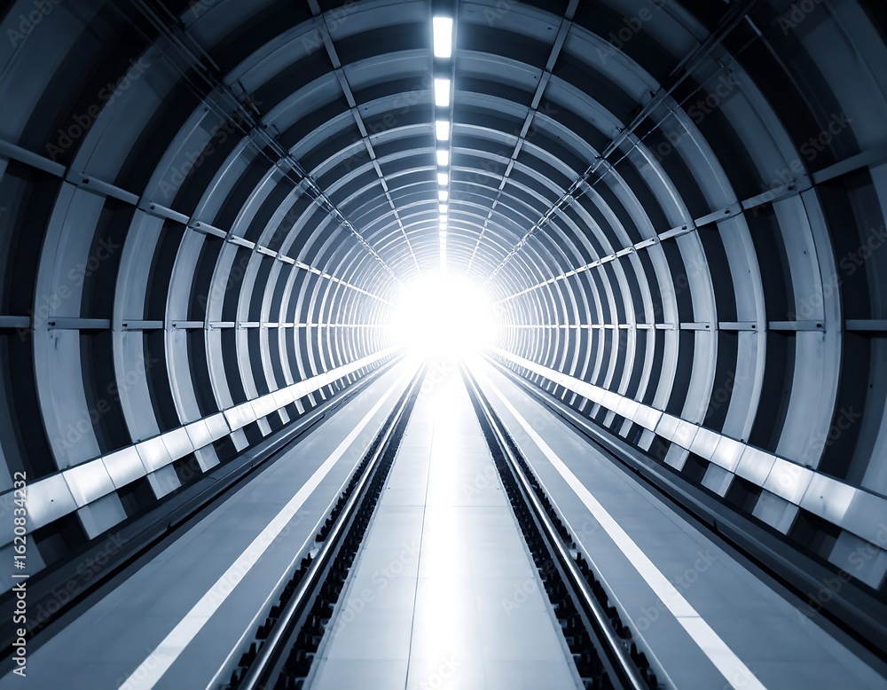 Obraz premium Modern tunnel interior, bright light