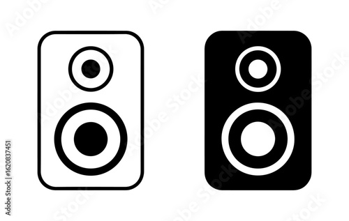 speaker icon with woofer box for audio and sound on transparent background