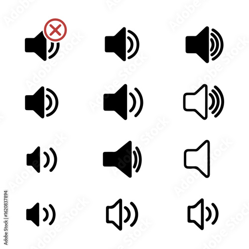 speaker and volume icon set loudspeaker sound and audio symbols
