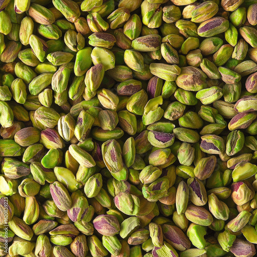 Pistachio nuts on the white background