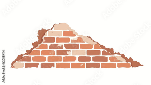 Aged Brick Wall with Texture and Weathered Details. Damaged Brick Wall. Vector Illustration.