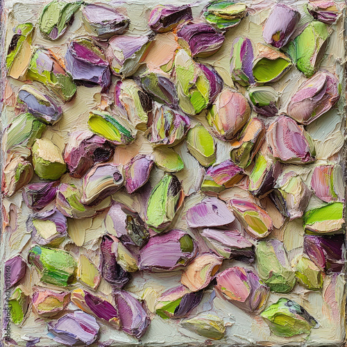 Pistachio nuts on the white background