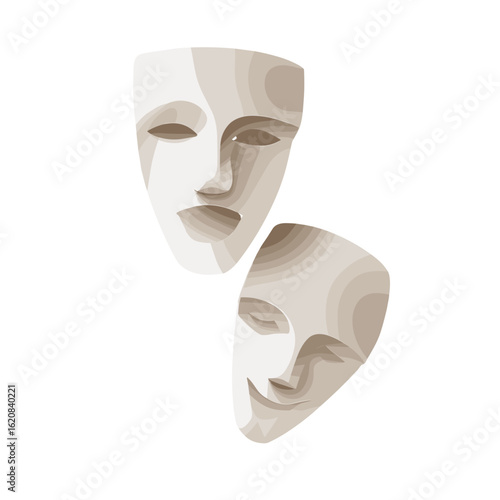 Theater masks with an expressions.