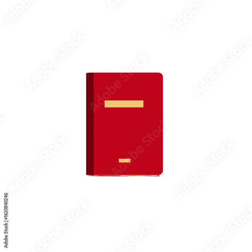 A red book with a gold line on its cover.