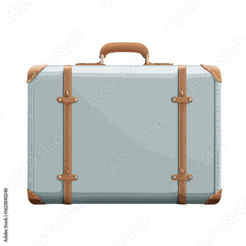 Vintage suitcase with leather straps.