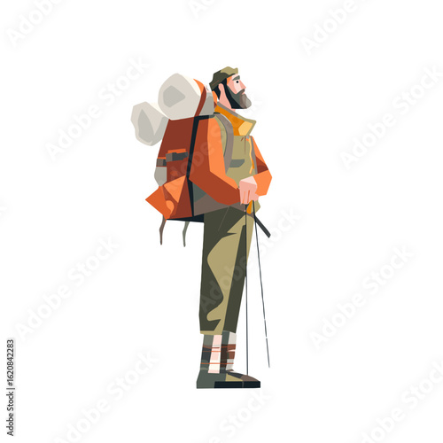 A illustration of hiker carrying his backpack.