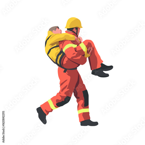 A firefighter rescuing someone in need.