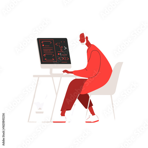 A coder focused on writing code on a monitor.