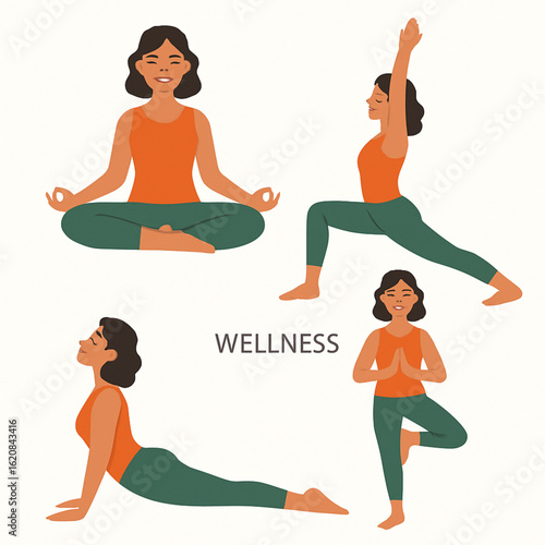 Women practicing yoga poses for wellness and meditation