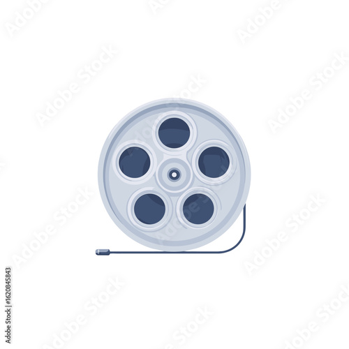 A classic film reel isolated on a white backdrop.