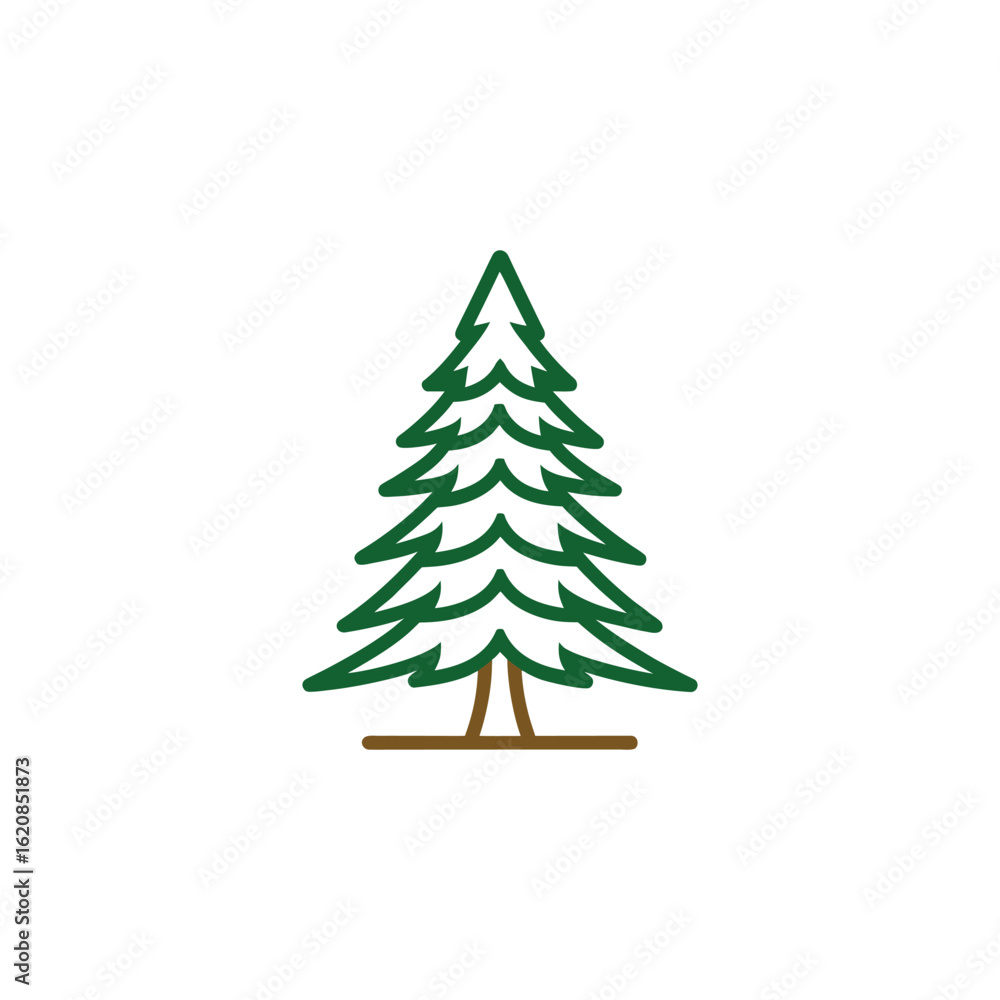 Obraz premium Simple pine tree outline icon on white background